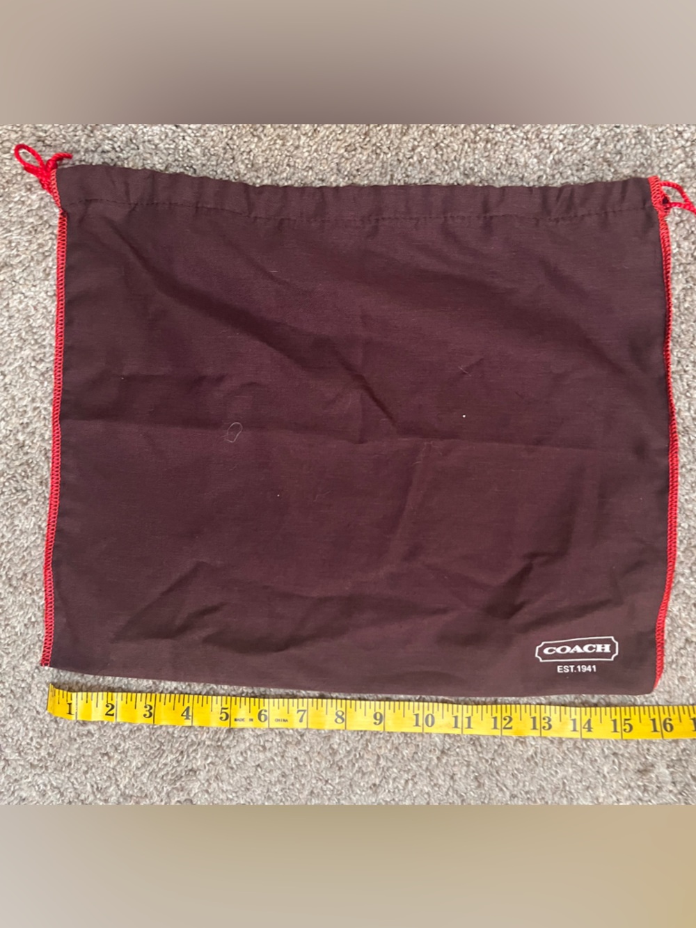 #10 Coach Burgundy Dust Bag with Red Trim and Logo